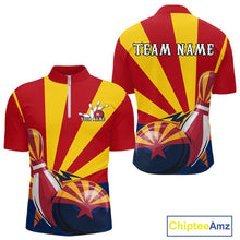 Load image into Gallery viewer, Custom Arizona Flag Bowling Team Quarter-Zip Shirts For Men, Bowling Tournament Shirt IPHW9265