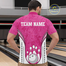 Load image into Gallery viewer, Custom Pink Camo Bowling Team Quarter-Zip Shirts For Men, Bowling Jerseys Bowler Outfit IPHW9596