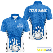 Load image into Gallery viewer, Custom Blue Camo Bowling Team Polo Shirts For Men, Bowling Jerseys Bowler Outfit IPHW9598