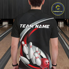 Load image into Gallery viewer, Custom Black And Red Bowling Team Jerseys, Bowler Uniform Bowling Polo Shirts For Men IPHW9276