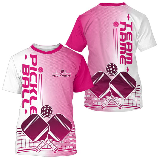 Custom Pink Pickleball Team T-Shirts For Men, Pickleball League IPHW9316