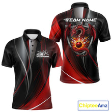 Load image into Gallery viewer, Custom Black And Red Dragon Bowling Polo Shirts For Men, Dragon Bowling Jersey IPHW9342