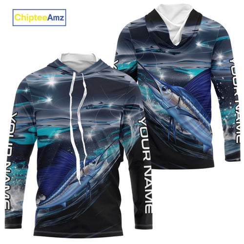 Custom Sailfish Fishing Saltwater Long Sleeve Hooded Performance Fishing Shirts IPHW9346