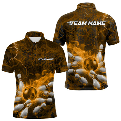 Custom Multi-Color Camo Thunder Lightning Flame Bowling Team Shirts For Men, Women And Kid IPHW9380