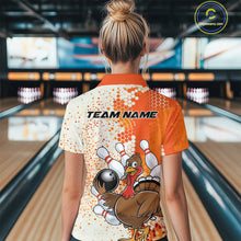 Load image into Gallery viewer, Custom Funny Orange Thanksgiving Turkey Bowling Women Quarter-Zip Shirts, Bowling Jersey IPHW9767