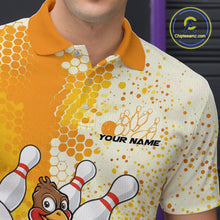 Load image into Gallery viewer, Custom Funny Yellow Thanksgiving Turkey Bowling Team Men Polo Shirts, Bowling Jerseys IPHW9768