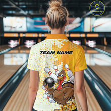 Load image into Gallery viewer, Custom Funny Yellow Thanksgiving Turkey Bowling Team Women Polo Shirts, Bowling Jerseys IPHW9768