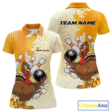 Load image into Gallery viewer, Custom Funny Yellow Thanksgiving Turkey Bowling Team Women Polo Shirts, Bowling Jerseys IPHW9768