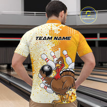 Load image into Gallery viewer, Custom Funny Yellow Thanksgiving Turkey Bowling Team Men Quarter-Zip Shirts, Bowling Jerseys IPHW9768