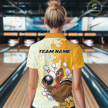 Load image into Gallery viewer, Custom Funny Yellow Thanksgiving Turkey Bowling Women Quarter-Zip Shirts, Bowling Jersey IPHW9768