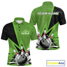 Load image into Gallery viewer, Custom Green Bowling Jerseys, Bowling Team Men Polo Shirts Bowling League Shirt IPHW9392