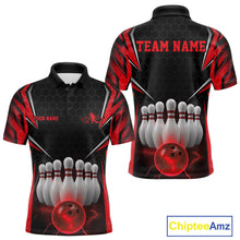 Load image into Gallery viewer, Custom Black And Red Bowling Team Jerseys, Bowler Uniform Bowling Polo Shirts For Men IPHW9283