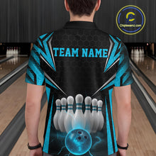 Load image into Gallery viewer, Custom Black And Blue Bowling Team Jerseys, Bowler Uniform Bowling Polo Shirts For Men IPHW9284