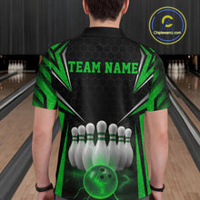 Load image into Gallery viewer, Custom Black And Green Bowling Team Jerseys, Bowler Uniform Bowling Polo Shirts For Men IPHW9285