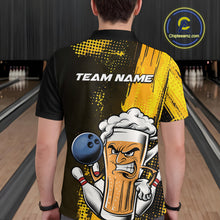 Load image into Gallery viewer, Custom Black And Yellow Funny Bowling And Beer Jerseys, Bowling Team Men Polo Shirts IPHW9606