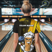 Load image into Gallery viewer, Custom Black And Yellow Funny Bowling And Beer Team Women Quarter-Zip Shirt IPHW9606