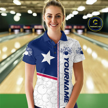 Load image into Gallery viewer, Custom Texas Flag Bowling Team Women Polo Shirts, Texas Bowling League Shirt Team Uniform IPHW9631