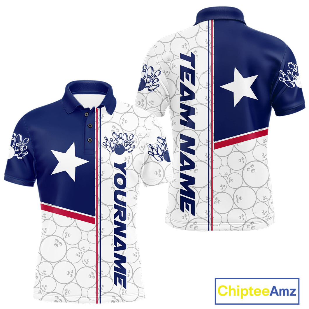 Custom Texas Flag Bowling Team Men Polo Shirts, Texas Bowling League Shirt Team Uniform IPHW9631