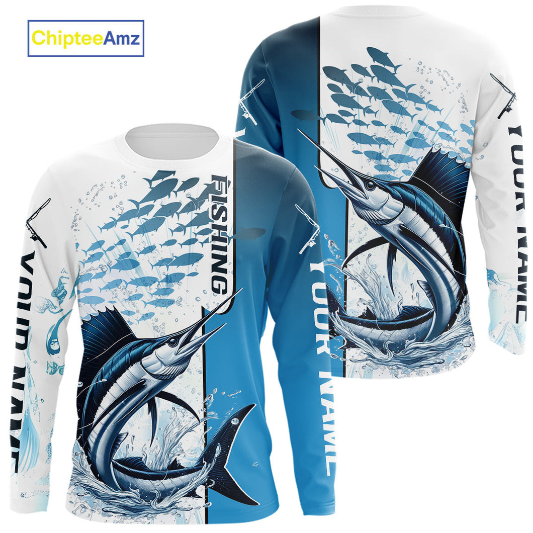 Personalized Sailfish Fishing Saltwater Long Sleeve Performance Fishing Shirts With Name IPHW9344