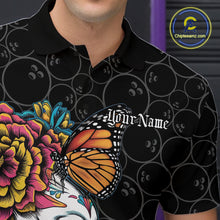 Load image into Gallery viewer, Custom Colorful Sugar Skull Bowling Team Polo Shirts For Men, Halloween Bowler Outfit IPHW9751