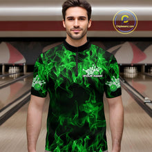 Load image into Gallery viewer, Custom Black And Green Flame Bowling Team Men Quarter-Zip Shirts, Bowling Tournament Shirt IPHW9755