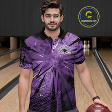 Load image into Gallery viewer, Custom Black And Purple Camouflage Bowling Team Polo Shirts For Men, Bowling League Shirt IPHW9383