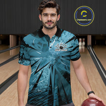 Load image into Gallery viewer, Custom Blue Camouflage Bowling Team Polo Shirts For Men, Bowling League Shirt IPHW9385