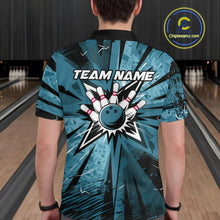 Load image into Gallery viewer, Custom Blue Camouflage Bowling Team Polo Shirts For Men, Bowling League Shirt IPHW9385