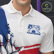 Load image into Gallery viewer, Personalized Red, White And Blue Patriotic US Flag Bowling Polo Shirts For Men Team IPHW9543