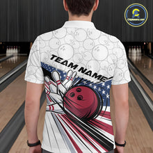 Load image into Gallery viewer, Custom Patriotic US Flag Bowling Polo Shirts For Men, Bowling Pattern Bowling League Shirt IPHW9594