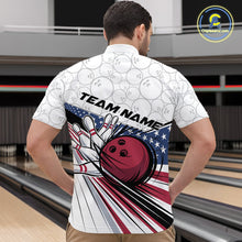 Load image into Gallery viewer, Custom Patriotic US Flag Bowling Quarter-Zip Shirts For Men, Bowling Pattern Bowling League Shirt IPHW9594