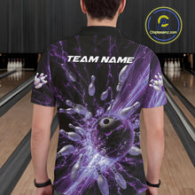 Load image into Gallery viewer, Custom Purple Thunder Lightning Bowling Team Men Polo Shirts, Bowling Jerseys IPHW9744