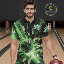 Load image into Gallery viewer, Custom Green Thunder Lightning Bowling Team Men Polo Shirts, Bowling Jerseys IPHW9746