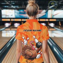 Load image into Gallery viewer, Custom Funny Thanksgiving Turkey Bowling Women Polo Shirts, Bowling League Shirt IPHW9769