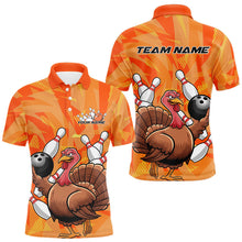 Load image into Gallery viewer, Custom Funny Thanksgiving Turkey Bowling Men Polo Shirts, Bowling League Shirt IPHW9769