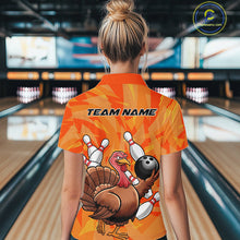 Load image into Gallery viewer, Custom Funny Thanksgiving Turkey Bowling Women Quarter-Zip Shirts, Bowling League Shirt IPHW9769
