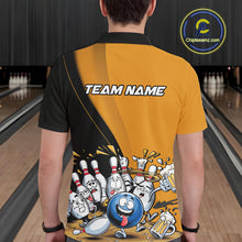 Load image into Gallery viewer, Custom Yellow Funny Bowling Men Polo Shirts, Bowling And Beer Party Bowlers Outfit IPHW9610
