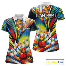 Load image into Gallery viewer, Custom Colorful Autism Awareness Bowling Team Women Polo Shirt, Puzzles Bowling Shirt IPHW11196