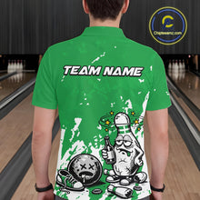 Load image into Gallery viewer, Green Custom Drunk Bowling Ball And Pin Funny Men Polo Shirt, Bowling And Beer Jersey IPHW11236