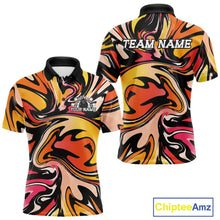 Load image into Gallery viewer, Colorful polo shirt with abstract design and 'Team Name' text on a white background