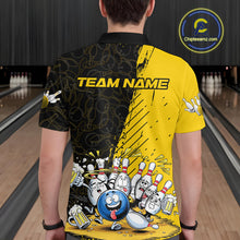 Load image into Gallery viewer, Custom Yellow Funny Bowling Men Polo Shirts, Bowling And Beer Party Bowlers Outfit IPHW9828