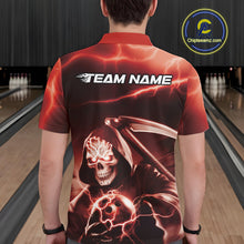 Load image into Gallery viewer, Custom Red Lightning Grim Reaper Bowling Polo Shirts For Men, Halloween Bowling Jerseys IPHW9845