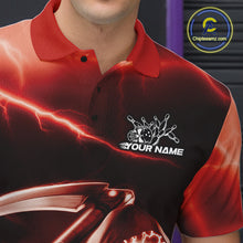 Load image into Gallery viewer, Custom Red Lightning Grim Reaper Bowling Polo Shirts For Men, Halloween Bowling Jerseys IPHW9845