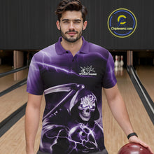 Load image into Gallery viewer, Custom Purple Lightning Grim Reaper Bowling Polo Shirts For Men, Halloween Bowling Jerseys IPHW9847
