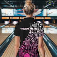Load image into Gallery viewer, Custom Black And Pink Polynesian Tribal Turtle Bowling Women Quarter-Zip Team Shirts IPHW10986