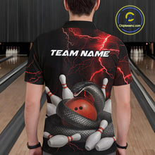 Load image into Gallery viewer, Custom Black And Red Thunder Lightning Black Mamba Snake Bowling Team Men Polo Shirt IPHW10152