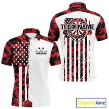 Load image into Gallery viewer, Custom Red Military Camo Patriotic Dart Men Polo Shirts, US Flag Dart Team Shirt IPHW9953