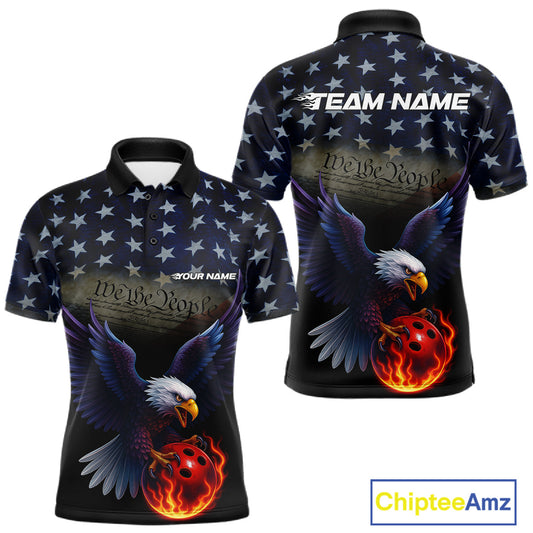 Custom Patriotic We The People Eagle Bowling Team Shirt For Men, Bowling League Shirt IPHW10200