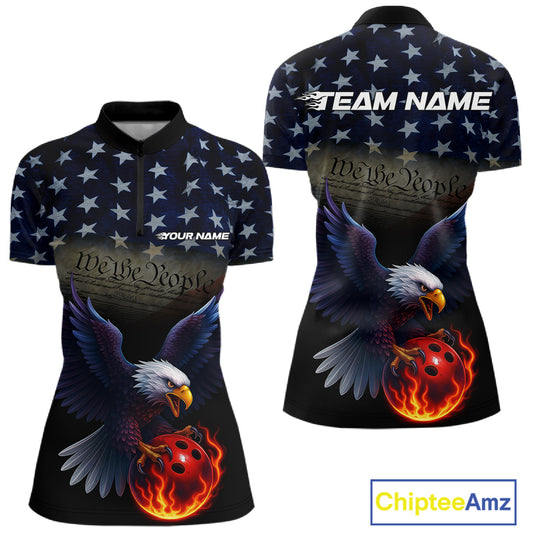 Custom Patriotic We The People Eagle Bowling Team Shirt For Women, Bowling League Shirt IPHW10200