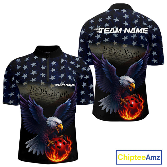 Custom Patriotic We The People Eagle Bowling Team Shirt For Men, Bowling League Shirt IPHW10200